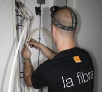 La mise en place d'une ligne FTTH par Orange.