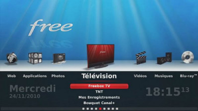Interface TV de la Freebox Player