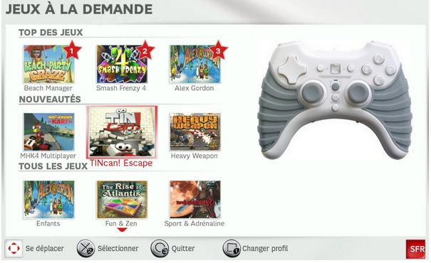 Jeux à la demande Neufbox de SFR