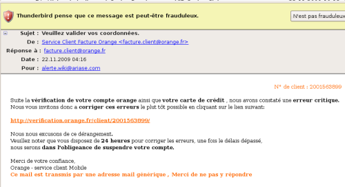 Un mail douteux