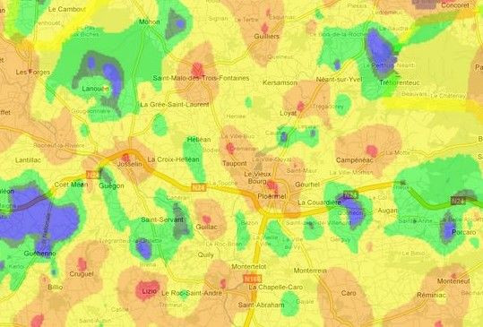 Zones blanches autour de Ploermel
