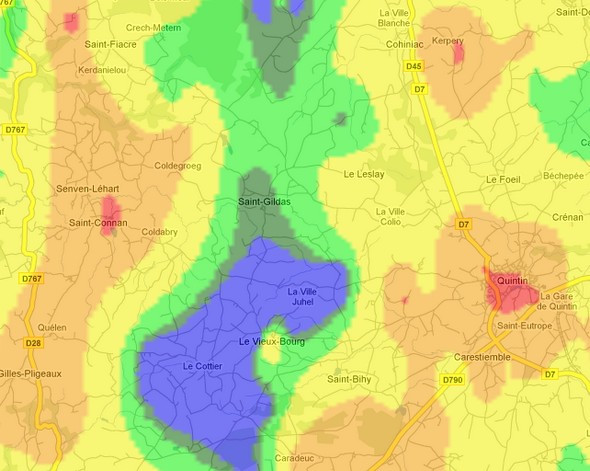 Zone blanche de Saint Gildas dans les Côtes d'Armor