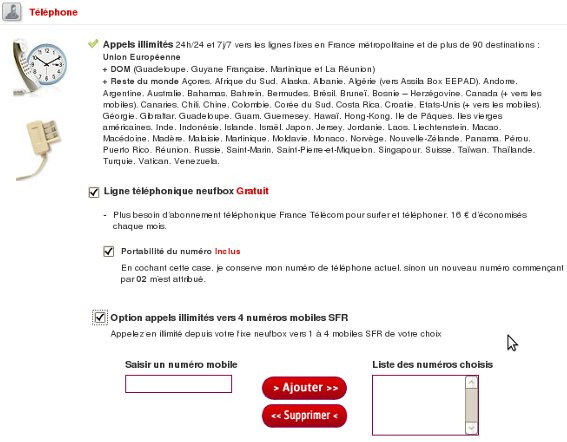 L'offre Neufbox de SFR va s'enrichir prochainement d'une option permettant aux abonnés d'appeler en illimité depuis leur box 4 numéros mobiles SFR.