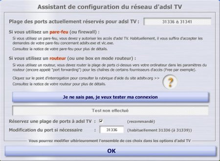 configuration réseau ADSL TV