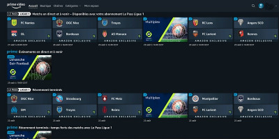 L'interface du pass Ligue 1 est accessible depuis la page d'accueil de Prime Video