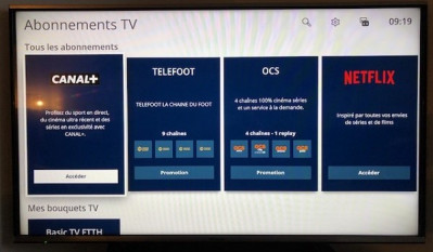 Vous pouvez accéder aux chaînes Canal directement depuis l'interface TV Bouygues, à la rubrique Abonnements TV.