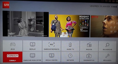 Il est possible d'accéder à l'univers Canal+ depuis l'interface TV de votre décodeur TV SFR.
