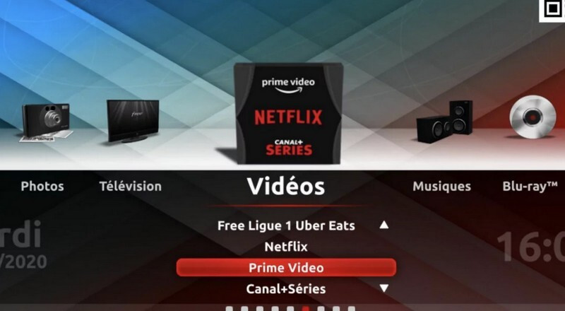 Amazon Prime Video est accessible depuis la rubrique "Videos" depuis l'interface TV de la Freebox