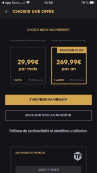 Pas d'offre Téléfoot + netflix sur l'App Store