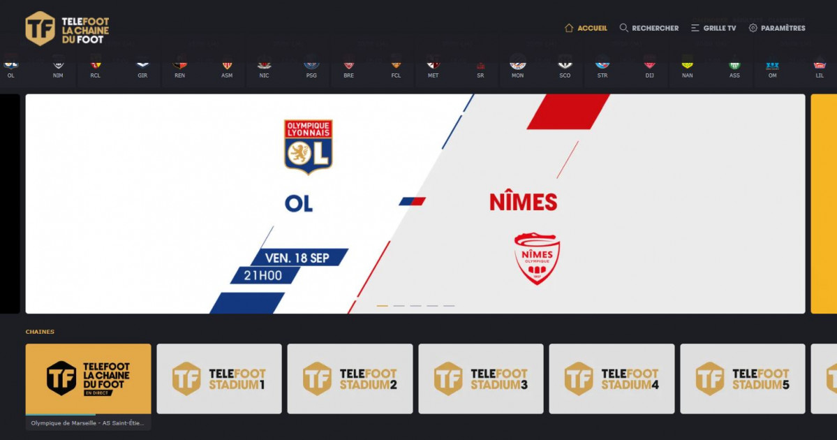 Diffusion de Téléfoot en streaming sur ordinateur