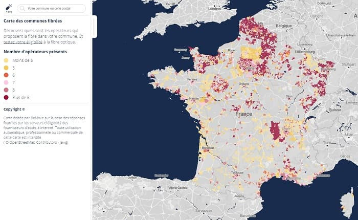 Regardez la carte fibre ariase pour suivre l'arrivée de la fibre Free