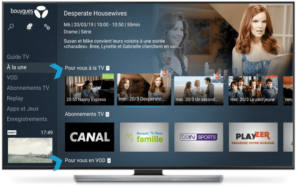 interface Android TV du décodeur bbox 4k