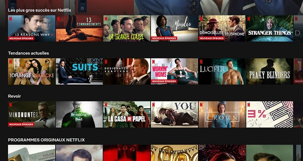 L'interface utilisateur de Netflix ou Amazon Prime Video est simple et efficace