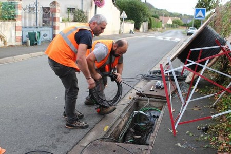 travaux de fibre optique dans la rue