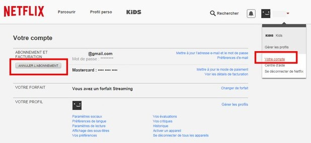la procédure pour résilier un abonnement à Netflix