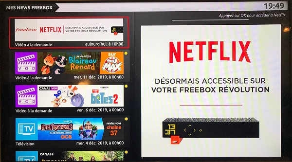 Netflix är tillgängligt som ett alternativ på Freebox Mini 4K och Freebox Revolution