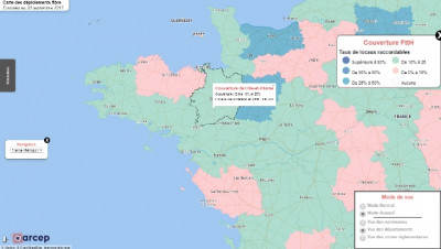 Carte Arcep des déploiements