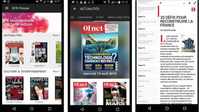 SFR Presse sous iOS et Android