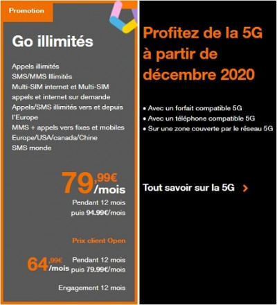 Orange a créé un forfait 5G avec data illimitée
