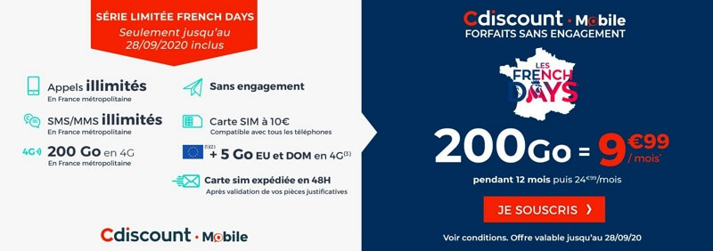 Promo French Days Cdiscount sur le forfait 200 Go