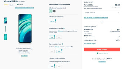 Souscription du forfait Bouygues pour Xiaomi Mi 10