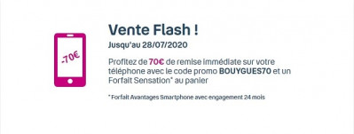 Vente flash Bouygues avec 70€ de réduction sur une sélection de smartphones