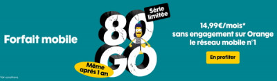 Le meilleur forfait Sosh depuis longtemps : 80 Go à 14,99 euros par mois