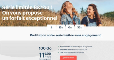 Détails du forfait 100 Go en promotion chez Bouygues Telecom à 11,99 euros par mois