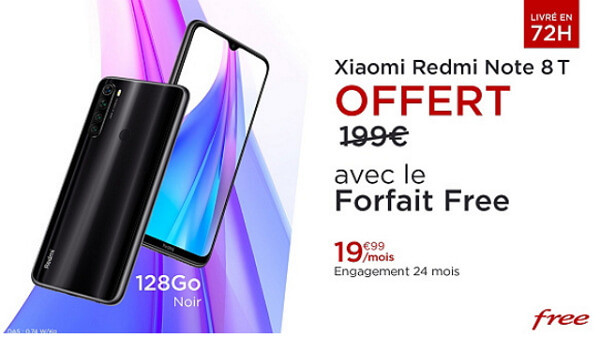 Vente privée Free : le Redmi Note 8T 128Go offert