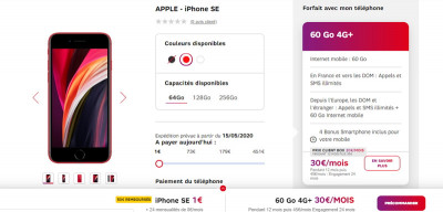 l'iPhone SE à 1€ avec un forfait 60 Go SFR