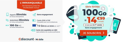 Le forfait mobile 100 GO Immanquable de Cdiscount Mobile