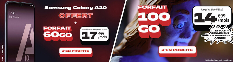 Les promotions NRJ Mobile à souscrire en avril 2020 : 100 Go à 14,99€/mois ou 60 Go à 17,99€/mois avec téléphone offert