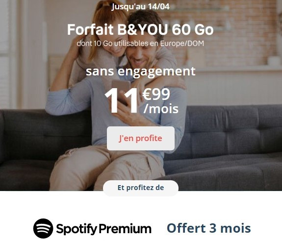 La série limitée B&YOU 60 Go est de retour à 12€/mois