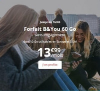 La série limitée B&YOU 60 Go est désormais à 13,99€/mois.