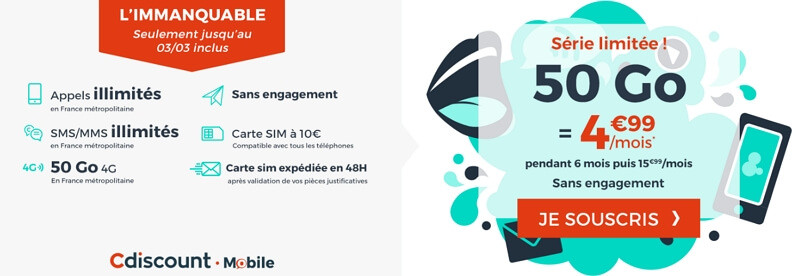 Détails et souscription du forfait en promotion Cdiscount Mobile en mars 2020