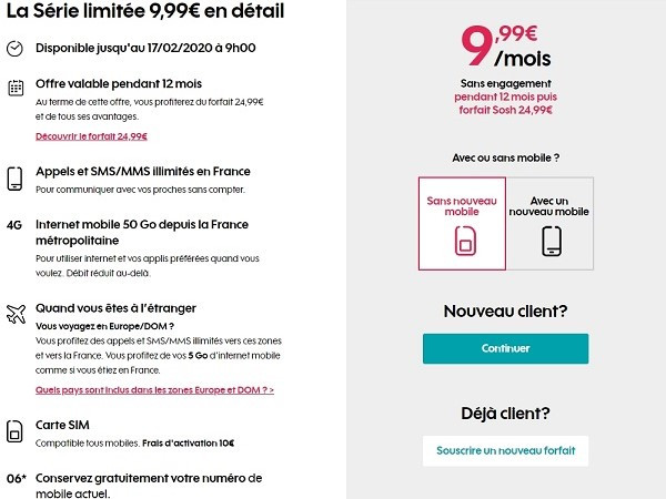 Le forfait 50 Go de Sosh est en promo à 9,99€/mois.