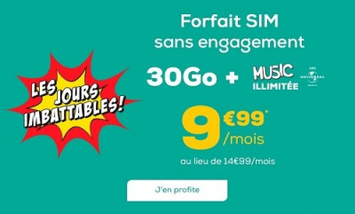 Le forfait 30 Go de La Poste Mobile est à 9,99€/mois à vie.