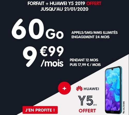 Avec la nouvelle promotion NRJ Mobile, le forfait 60 Go est à moins de 10€/mois avec un smartphone offert.