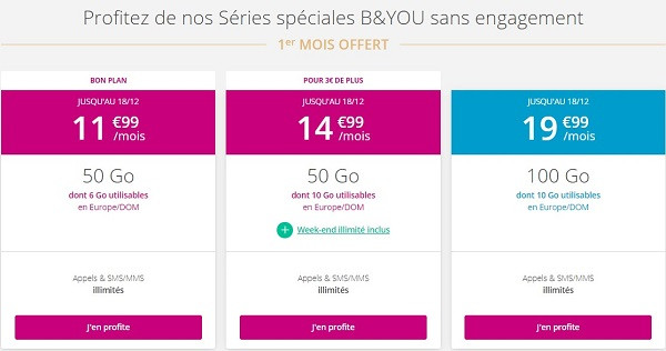 Un mois d'abonnement est offert sur les séries spéciales B&YOU