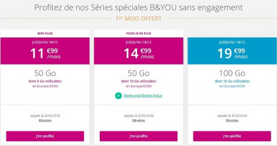 Un mois d'abonnement est offert sur les séries spéciales B&YOU