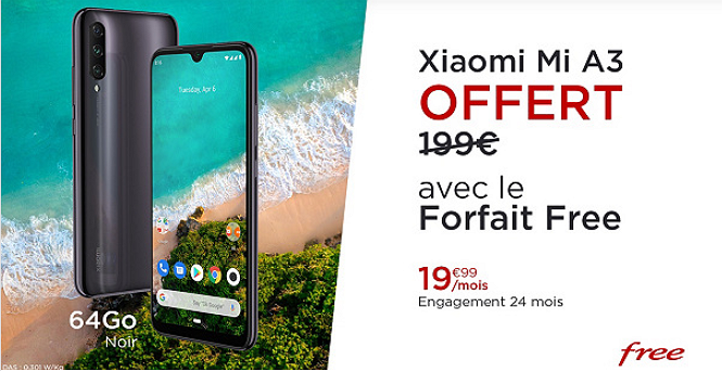 xiaomi mi mix a3 offert avec un forfait Free en vente privee