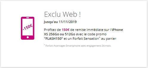 150€ de remise sur l'iPhone XS avec un forfait Bouygues Sensation