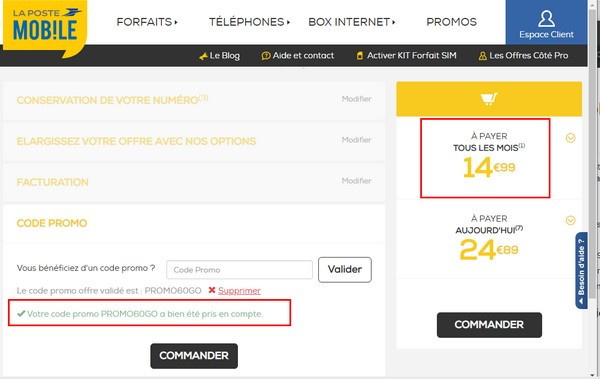 Le forfait La Poste Mobile 60 Go en promo