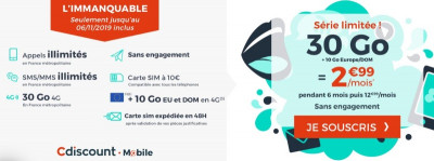 Forfait mobile à petit prix en novembre 2019 : 3 euros par mois pour 30 Go