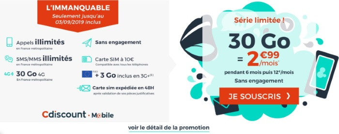 Forfait pas cher pour rentrée 2019 : la promo Cdiscount