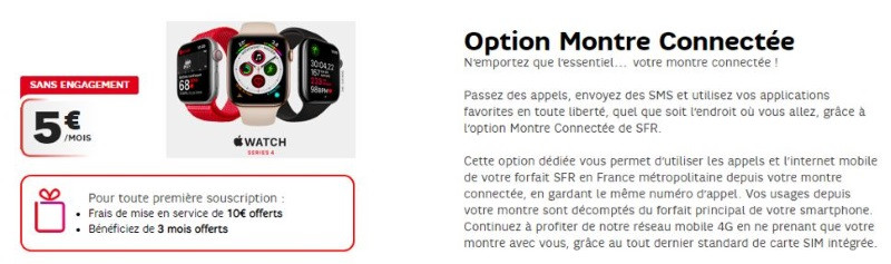 Lancement de l'option montre connectée avec eSIM chez SFR