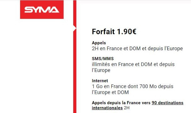 Forfait à petit prix : Syma Mobile