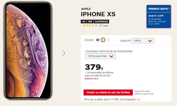 iPhone XS en promo pour les French Days