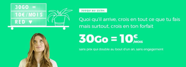 Le forfait Red By SFR 30 Giga est à 10€ par mois