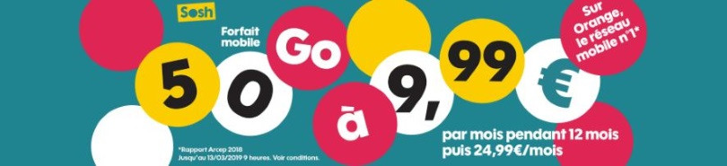 Forfait en promotion : Sosh 50 go